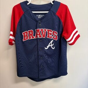 Genuine Merchandise Braves Kids Sewn Jersey - Red and Navy Sz 4/5